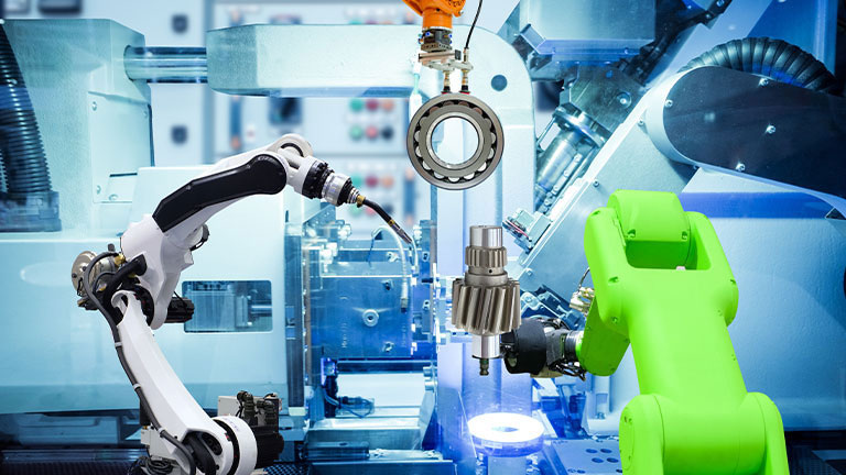 many robots working together in industry