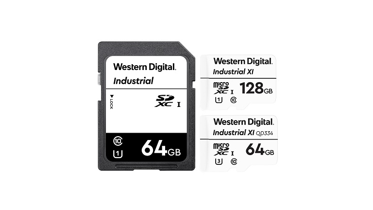 SanDisk 128 industrial mircoSD and 64 GB industrial SD card