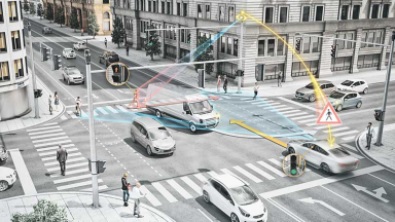 Cars in a crossroad