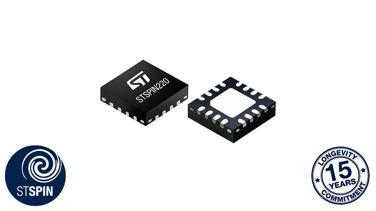 STMicroelectronics STSPIN220 - front and back view of the chip