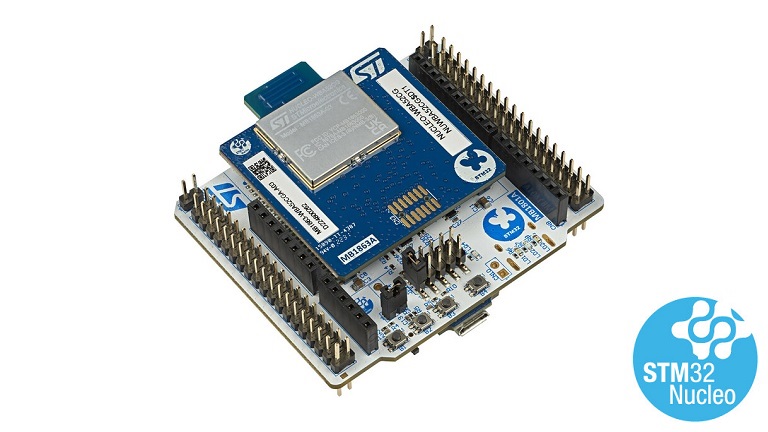 STM32 Nucleo-64 development board with STM32WBA52CG MCU – top side