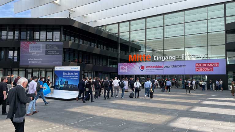 The entrance to Embedded World 2022 at the Nuremberg Exhibition Center