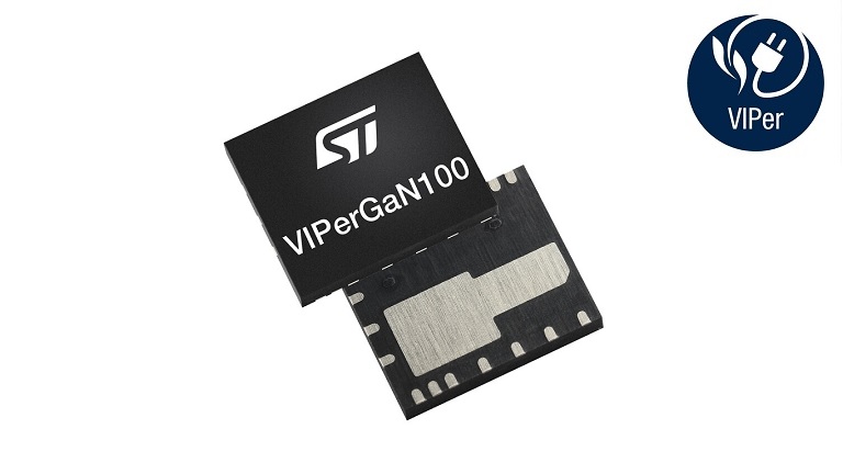 STMicroelectronics VIPERGAN100 - front and back side of the chip