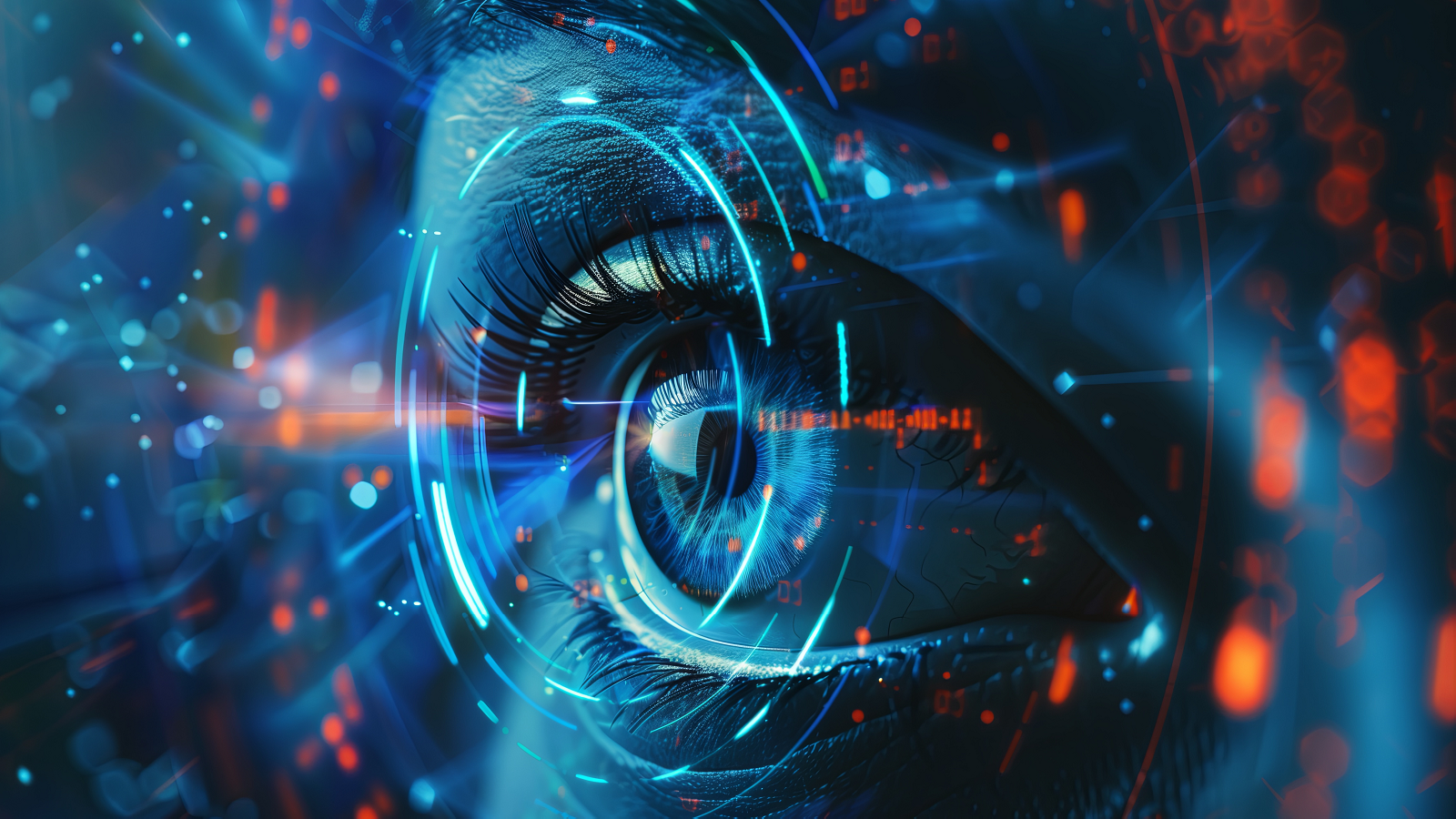 AI Vision - Human eye with graphics and code being analysed
