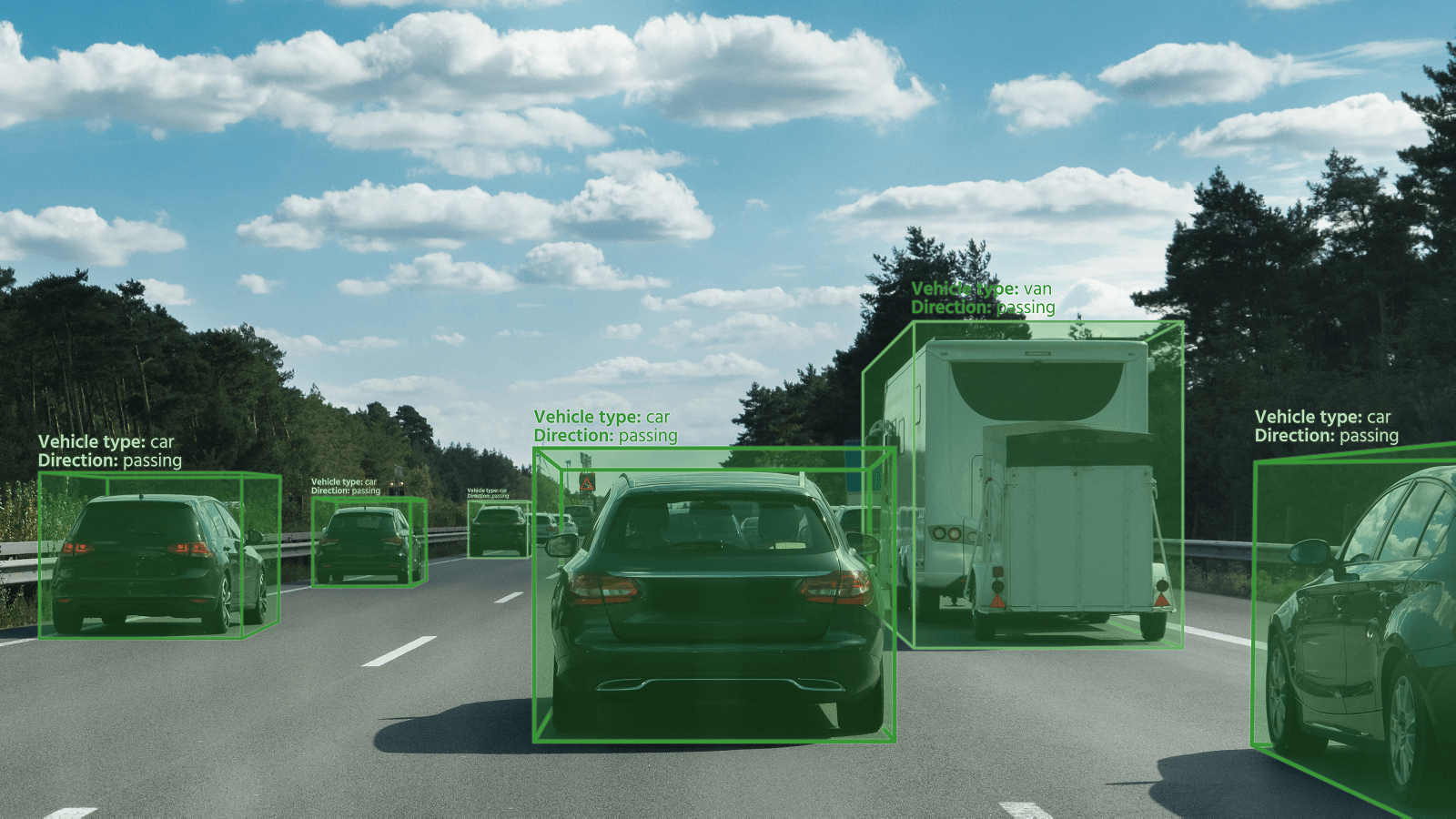 AI Computer Vision identifying cars on highway