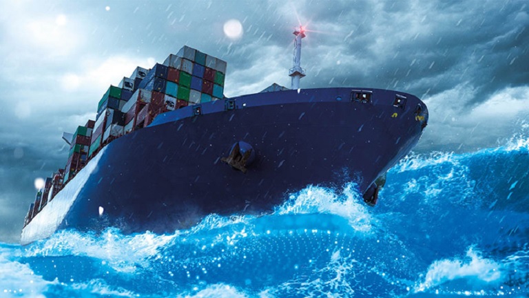 Cargo Ship in the Ocean