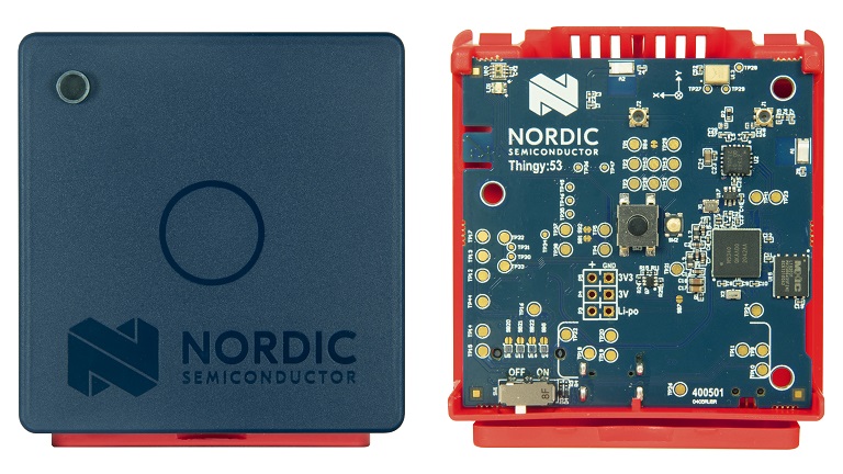 Nordic Thingy:53 - top side of the PCB and the board