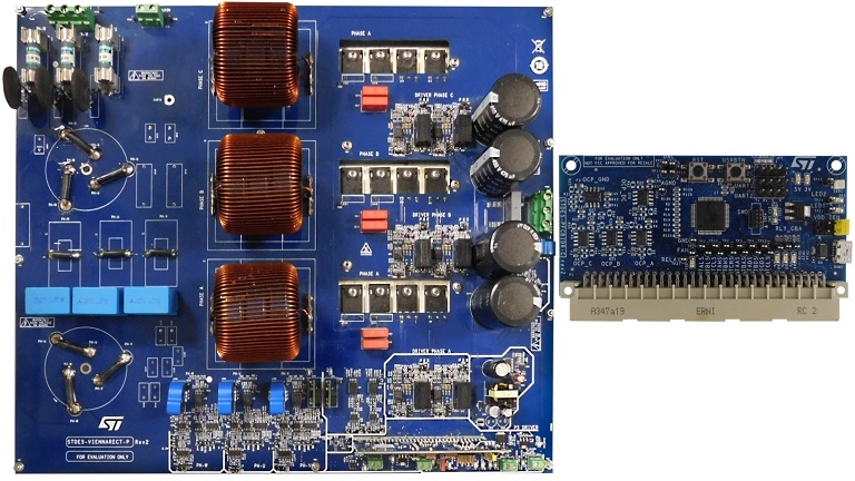 Top side of the ST's STDES-VIENNARECT-P evaluation board