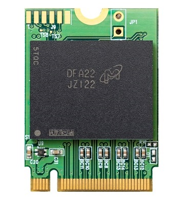 Top side of Micron's 2100AI/AT PCIe NVMe SSD Top side of Micron's 2100AI/AT PCIe NVMe SSD