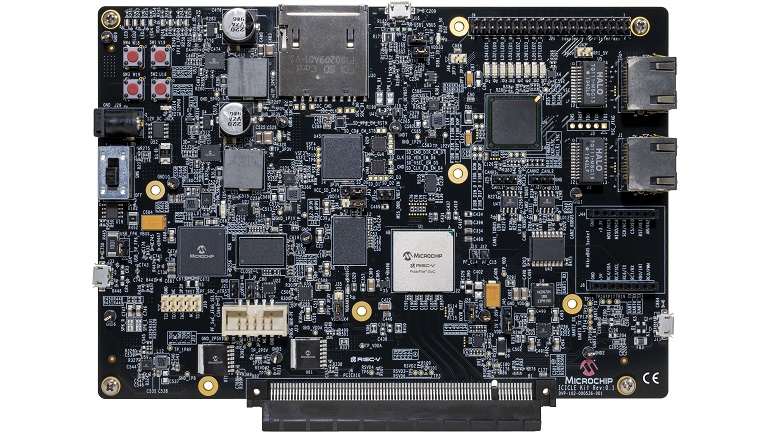 Microchip PolarFire SoC Icicle Kit - top side of the board