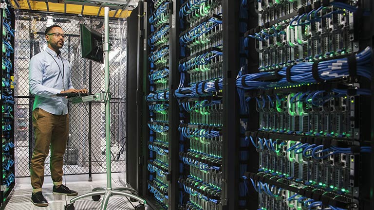 man in datacenter