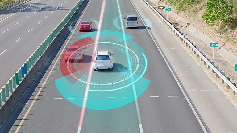Automobile using radar and lidar