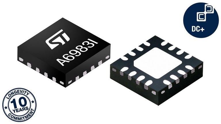 STMicroelectronics A6983I - front and back side of the chip