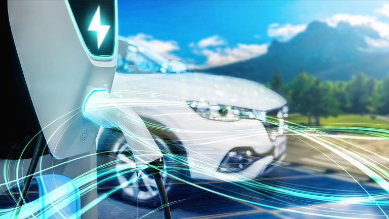 Conceptual image of smart car in purple
