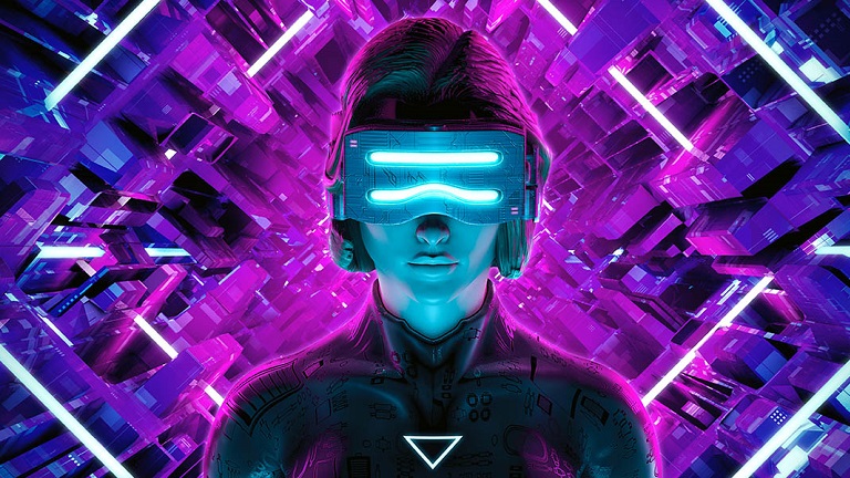 Illustration of a person wearing virtual glasses