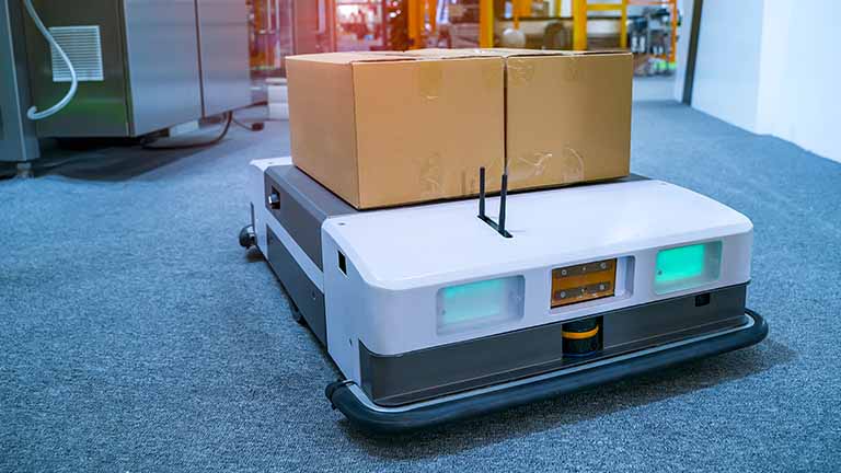 A mobile industrial robot in action
