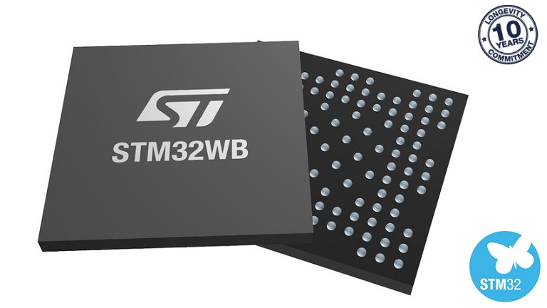 STM32WB55 - Front and back side of the chip