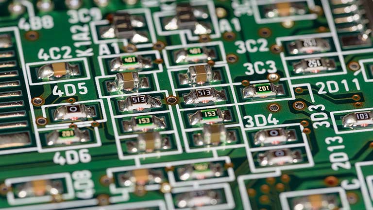 A pcb with surface mount passive components