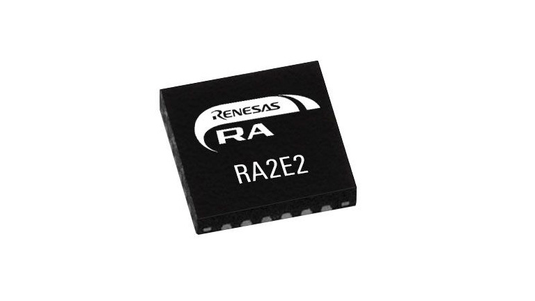 Top side of the Renesas' RA2E2 MCU