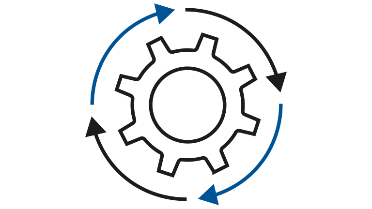 cog with arrows circling around it