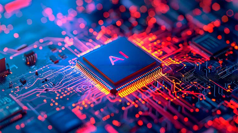 circuit board with AI on it