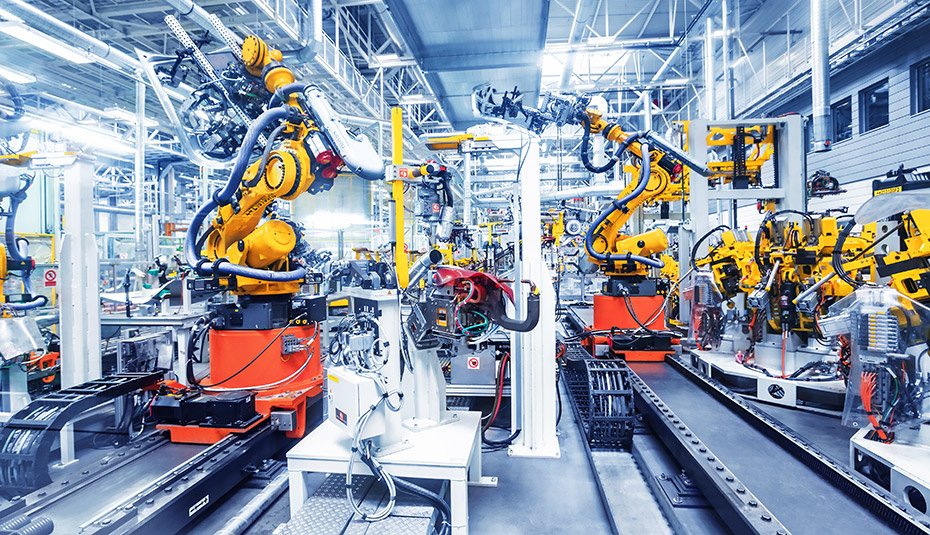 factory with robotic welders